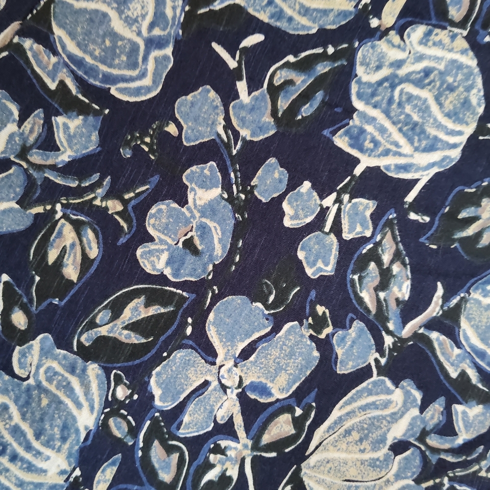 Lucky Brand Blue and White Flutter Sleeve Blouse With Back Cutout - Picture 9 of 10
